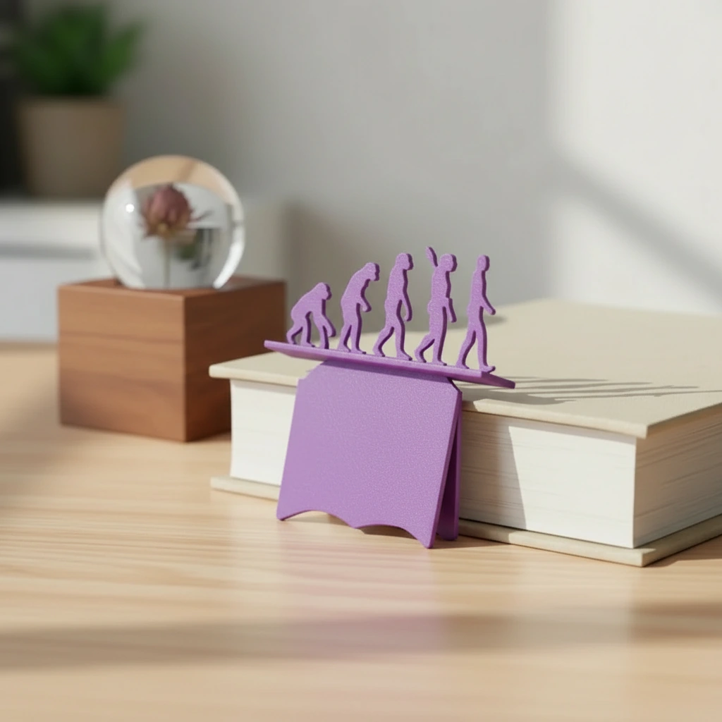 Semn de carte decorativ, design evoluție umană - culoare Mov, imprimare 3D Vibecraft