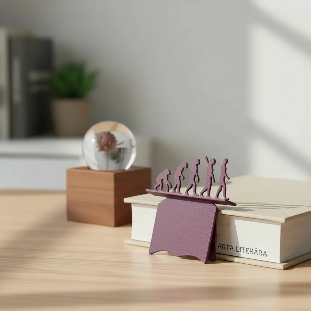 Semn de carte decorativ, design evoluție umană - culoare Roșu, imprimare 3D Vibecraft