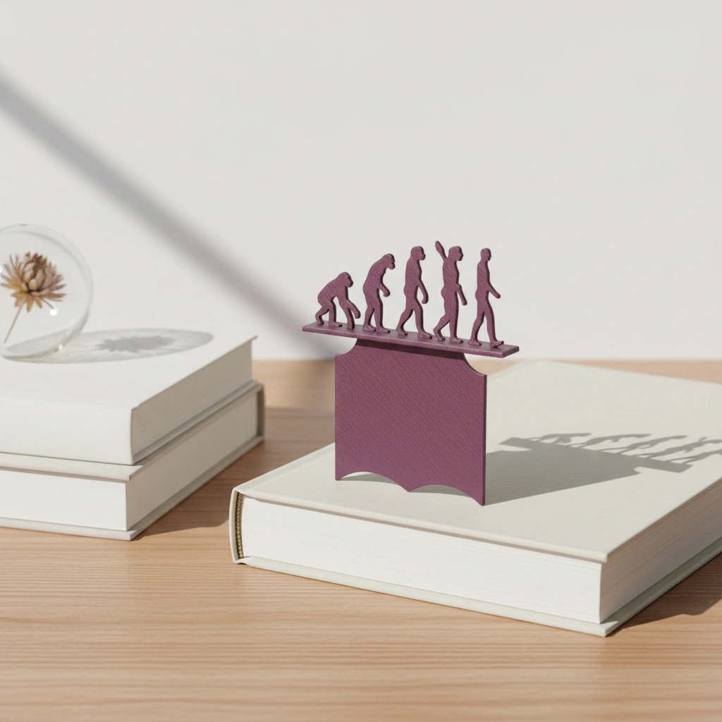 Semn de carte decorativ, design evoluție umană - culoare Roșu, imprimare 3D Vibecraft