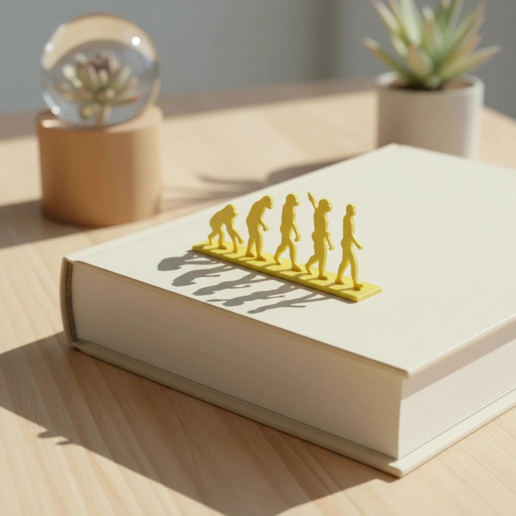 Semn de carte decorativ, design evoluție umană - culoare Galben, imprimare 3D Vibecraft