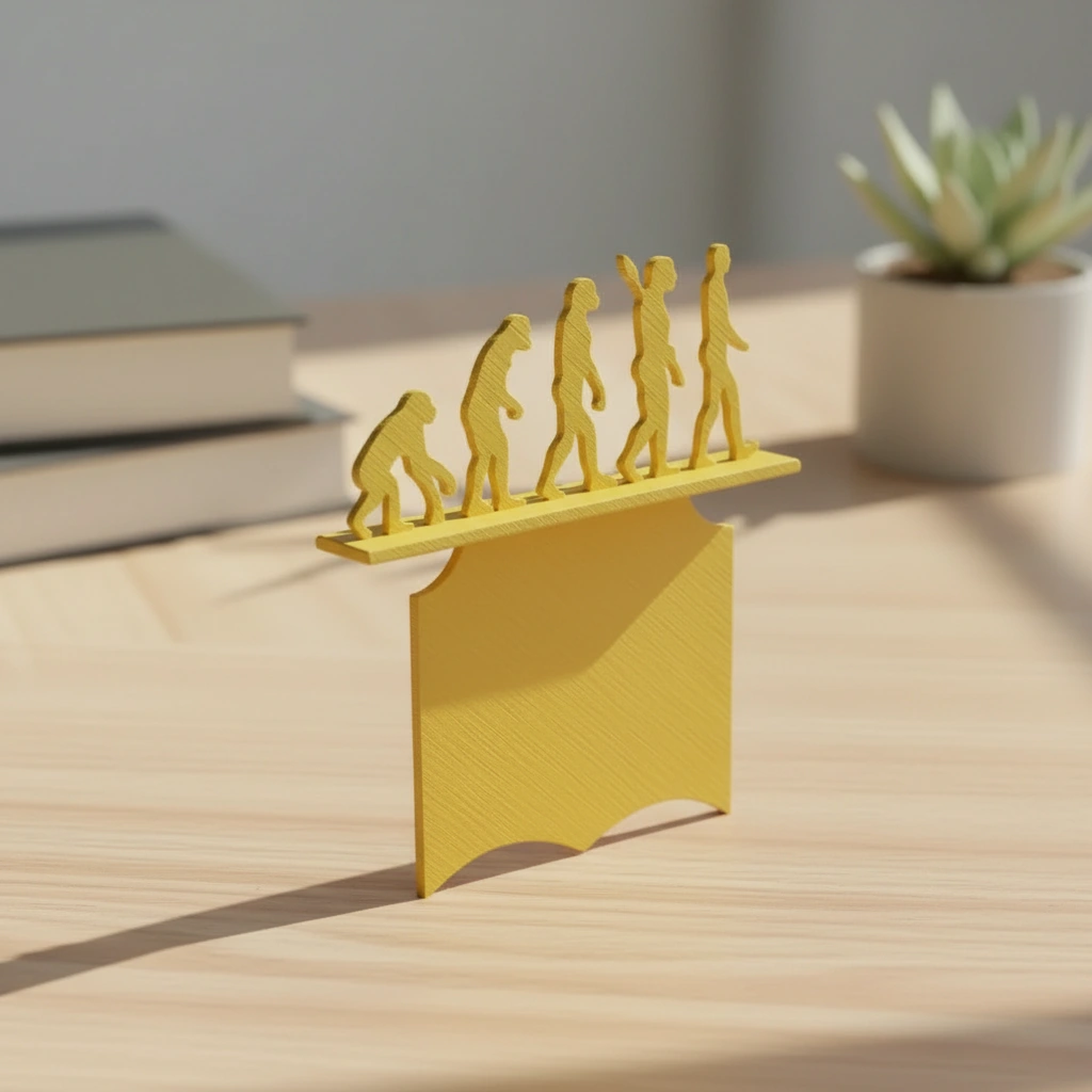Semn de carte decorativ, design evoluție umană - culoare Galben, imprimare 3D Vibecraft