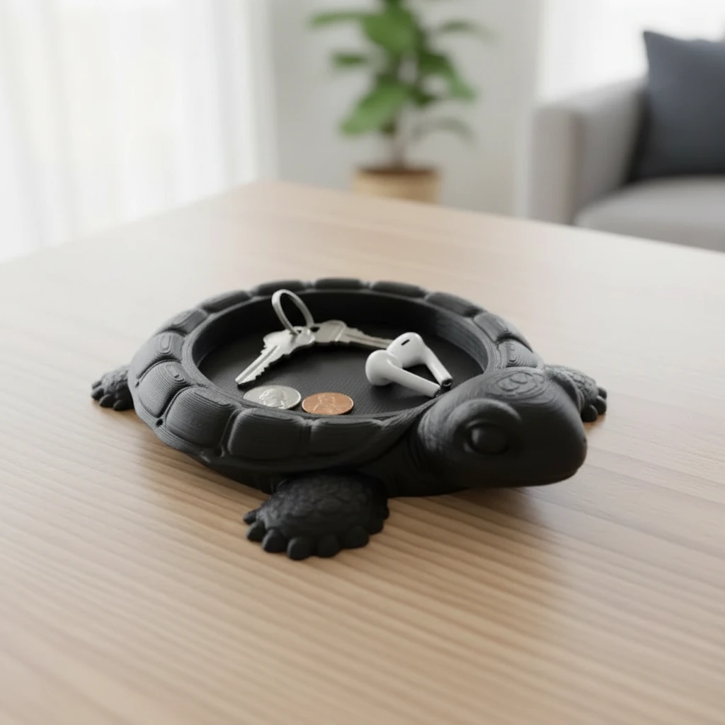 Organizator Decorativ Broască Țestoasă, Suport Tavă pentru Obiecte Mici - culoare Negru, produs imprimat 3D Vibecraft