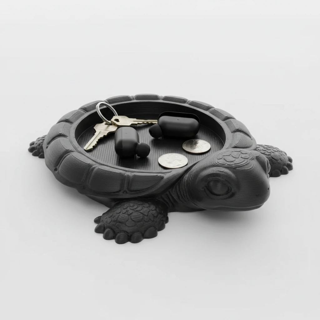 Organizator Decorativ Broască Țestoasă, Suport Tavă pentru Obiecte Mici - culoare Negru, produs imprimat 3D Vibecraft