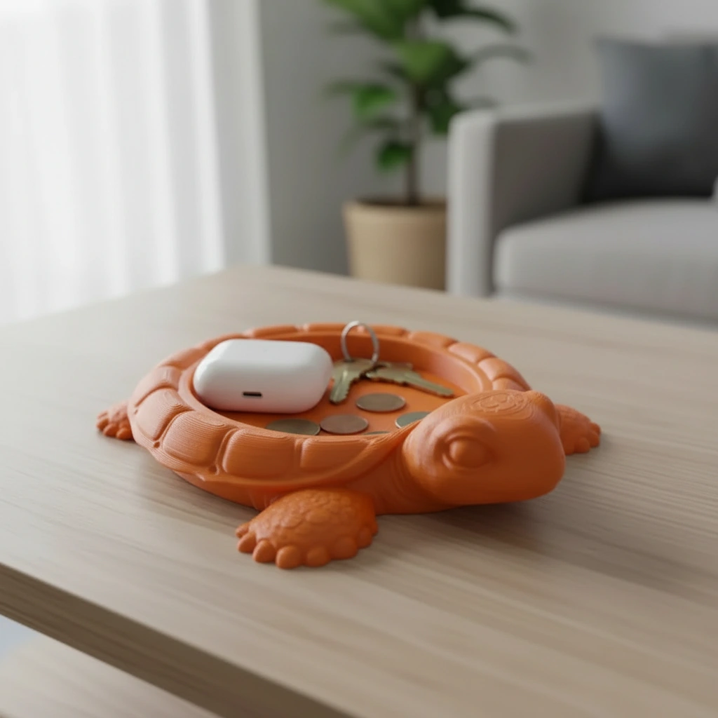 Organizator Decorativ Broască Țestoasă, Suport Tavă pentru Obiecte Mici - Orange compozit mat, imprimare 3D Vibecraft