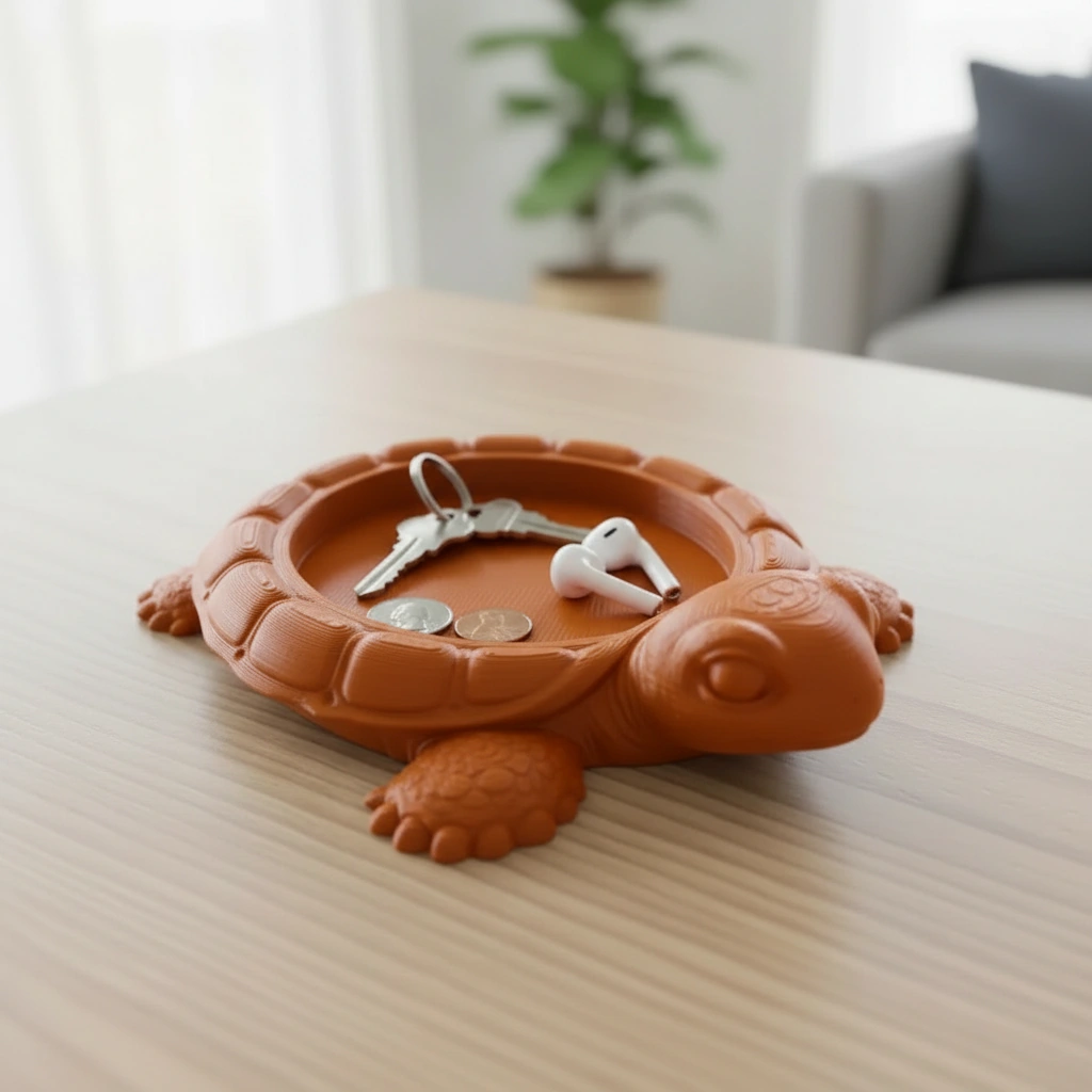 Organizator Decorativ Broască Țestoasă, Suport Tavă pentru Obiecte Mici - Orange compozit mat, imprimare 3D Vibecraft