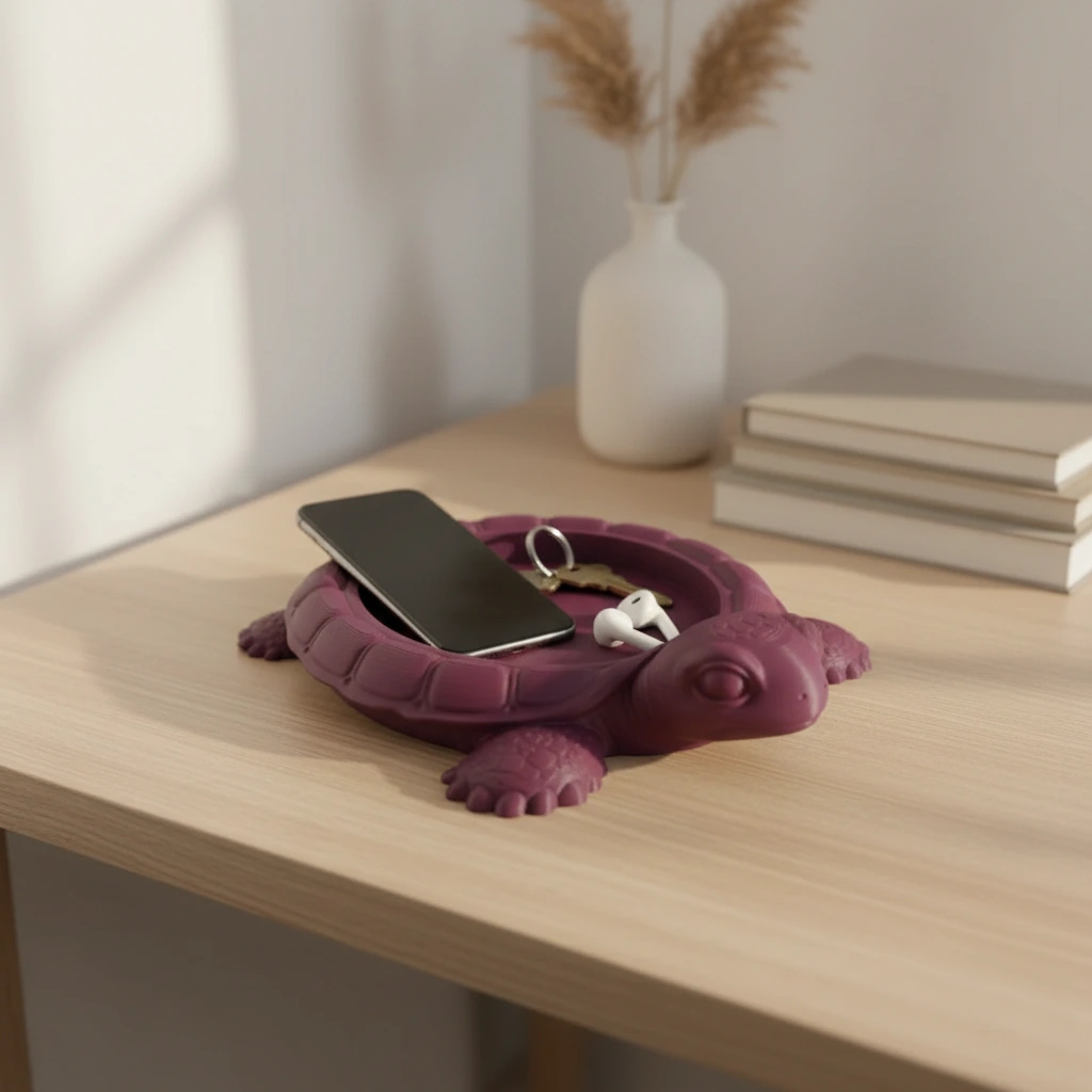Organizator Decorativ Broască Țestoasă, Suport Tavă pentru Obiecte Mici - Purple red compozit mat, imprimare 3D Vibecraft