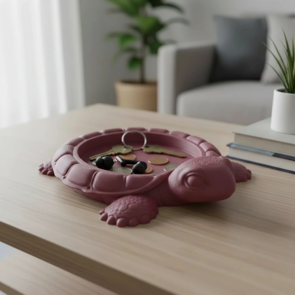Organizator Decorativ Broască Țestoasă, Suport Tavă pentru Obiecte Mici - Purple red compozit mat, imprimare 3D Vibecraft