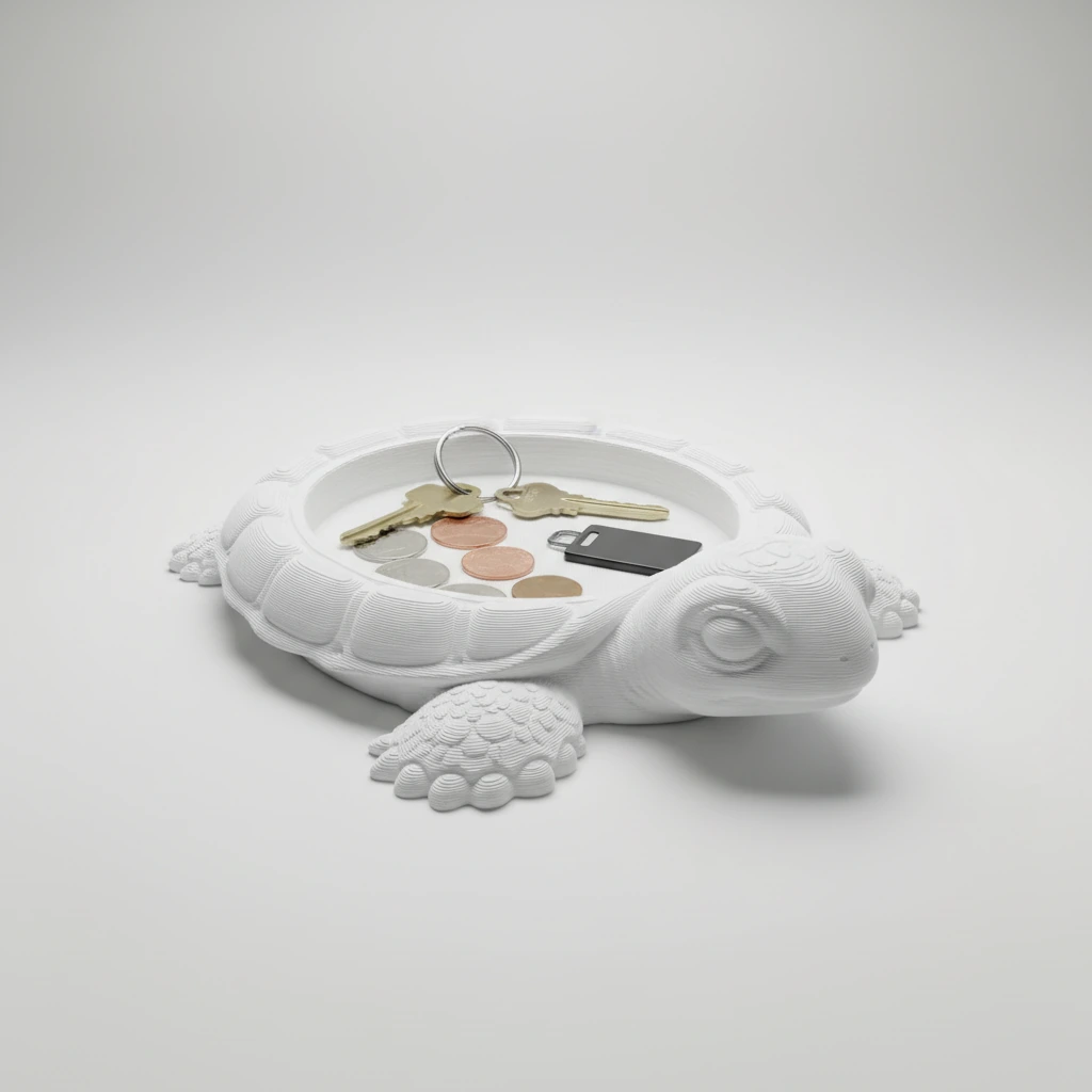 Organizator Decorativ Broască Țestoasă, Suport Tavă pentru Obiecte Mici - culoare Alb, produs imprimat 3D Vibecraft