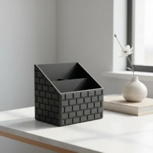 Organizator Telecomenzi cu Textură Cărămidă pentru Birou sau Masă - Negru compozit mat, imprimare 3D Vibecraft
