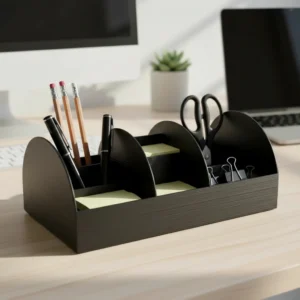 Organizator Multifuncțional cu Compartimente pentru Accesorii și Obiecte Mici - Negru compozit mat, imprimare 3D Vibecraft