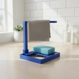 Suport Organizator Bucătărie Modern pentru Bureți și Lavete - culoare Albastru, imprimare 3D Vibecraft