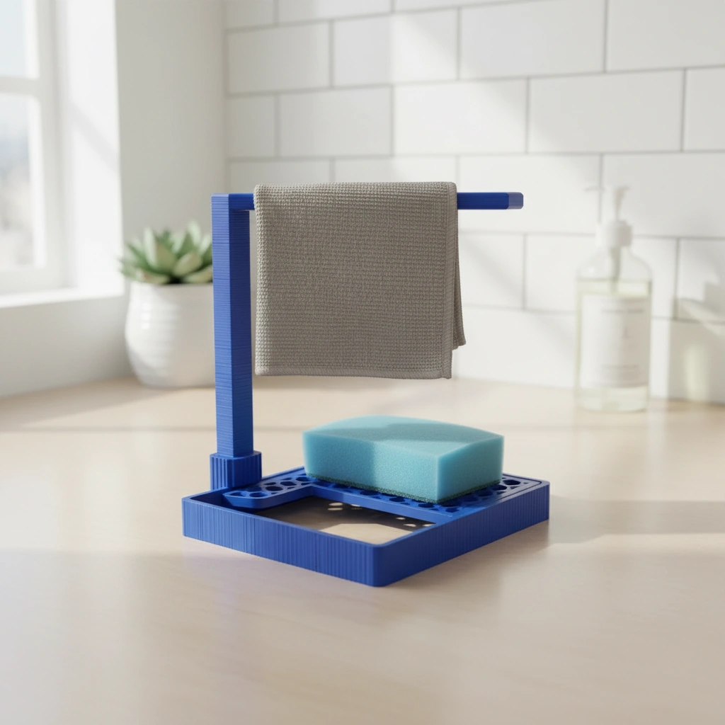 Suport Organizator Bucătărie Modern pentru Bureți și Lavete - culoare Albastru, imprimare 3D Vibecraft