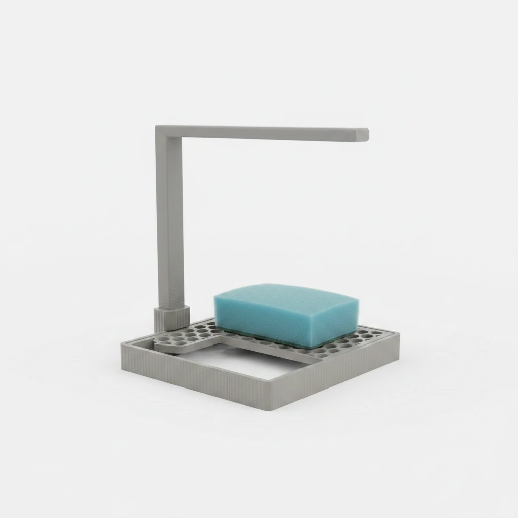 Suport Organizator Bucătărie Modern pentru Bureți și Lavete - culoare Gri, imprimare 3D Vibecraft