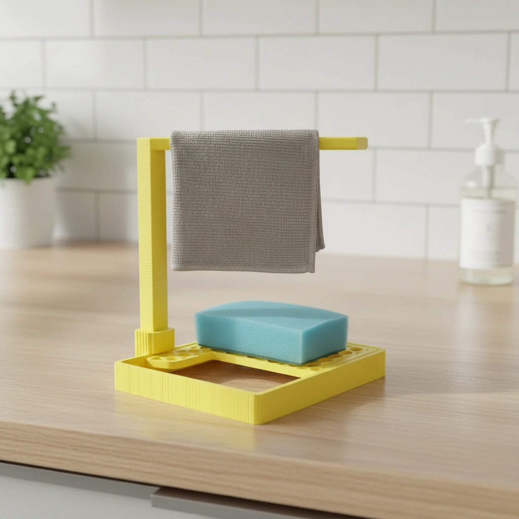 Suport Organizator Bucătărie Modern pentru Bureți și Lavete - culoare Galben, imprimare 3D Vibecraft