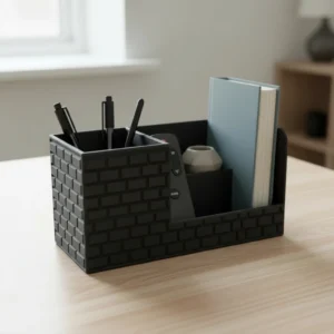 Organizator Birou cu Compartimente pentru Accesorii și Obiecte Mici - Negru compozit mat, imprimare 3D Vibecraft