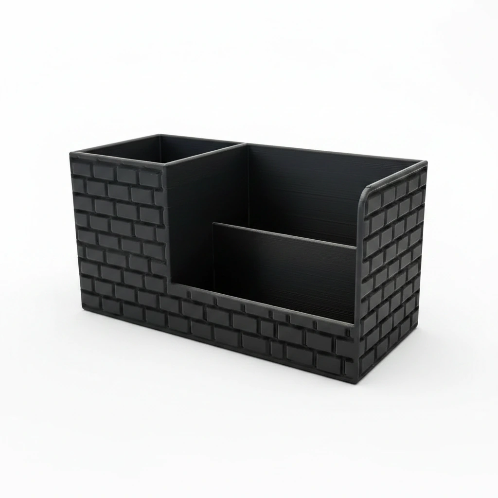 Organizator Birou cu Compartimente pentru Accesorii și Obiecte Mici - Negru compozit mat, imprimare 3D Vibecraft
