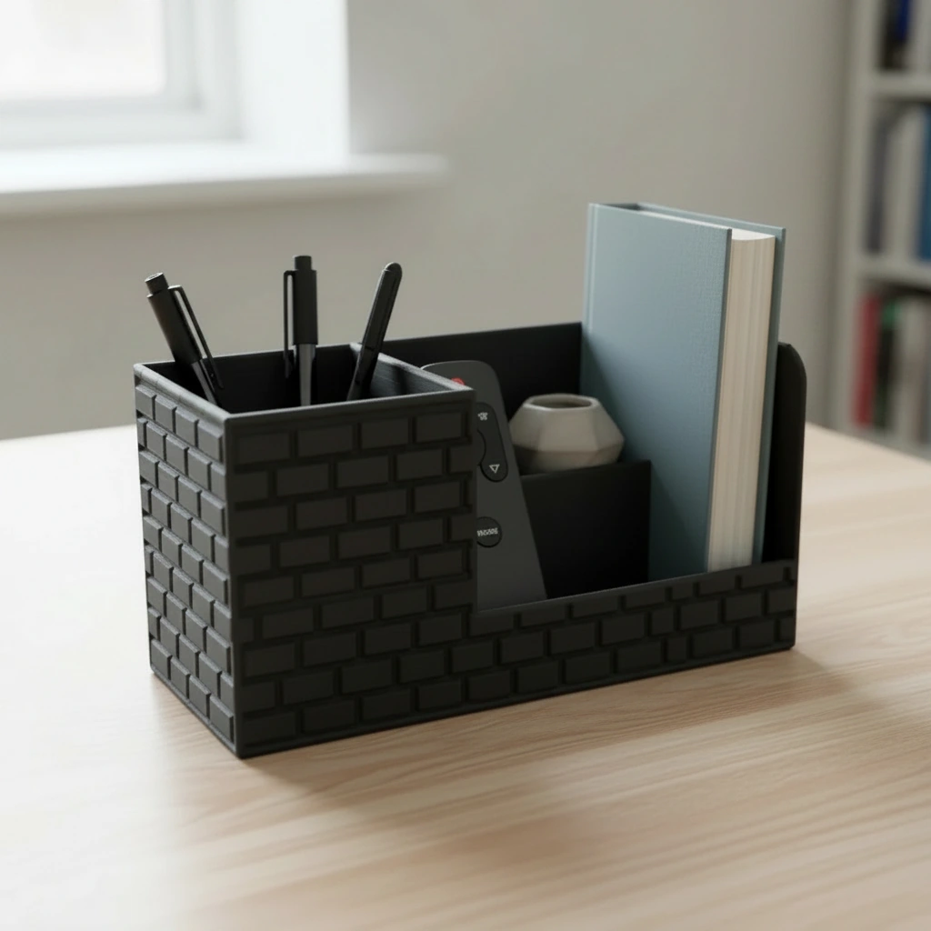 Organizator Birou cu Compartimente pentru Accesorii și Obiecte Mici - Olive green compozit mat, imprimare 3D Vibecraft