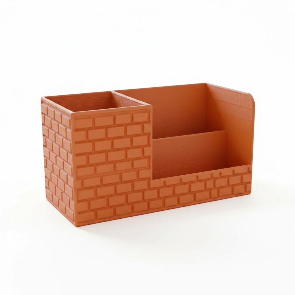 Organizator Birou cu Compartimente pentru Accesorii și Obiecte Mici - Orange compozit mat, imprimare 3D Vibecraft