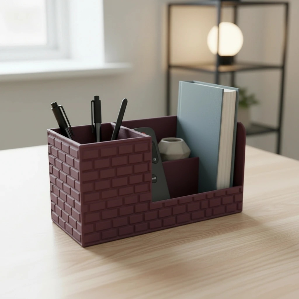 Organizator Birou cu Compartimente pentru Accesorii și Obiecte Mici - Purple red compozit mat, imprimare 3D Vibecraft
