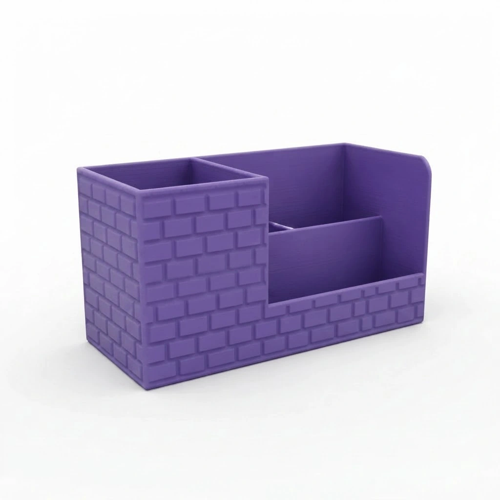 Organizator Birou cu Compartimente pentru Accesorii și Obiecte Mici - culoare Mov, imprimare 3D Vibecraft