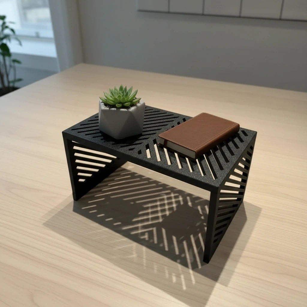 Mini Raft Suport Etajeră Organizator Multi-funcțional pentru Birou și Casă - Negru compozit mat, imprimare 3D Vibecraft