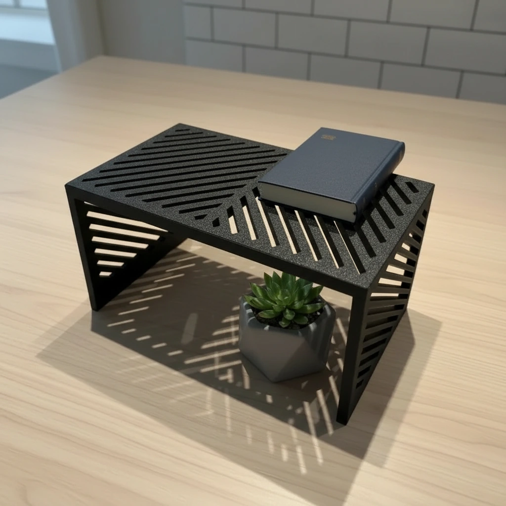 Mini Raft Suport Etajeră Organizator Multi-funcțional pentru Birou și Casă - Negru compozit mat, imprimare 3D Vibecraft