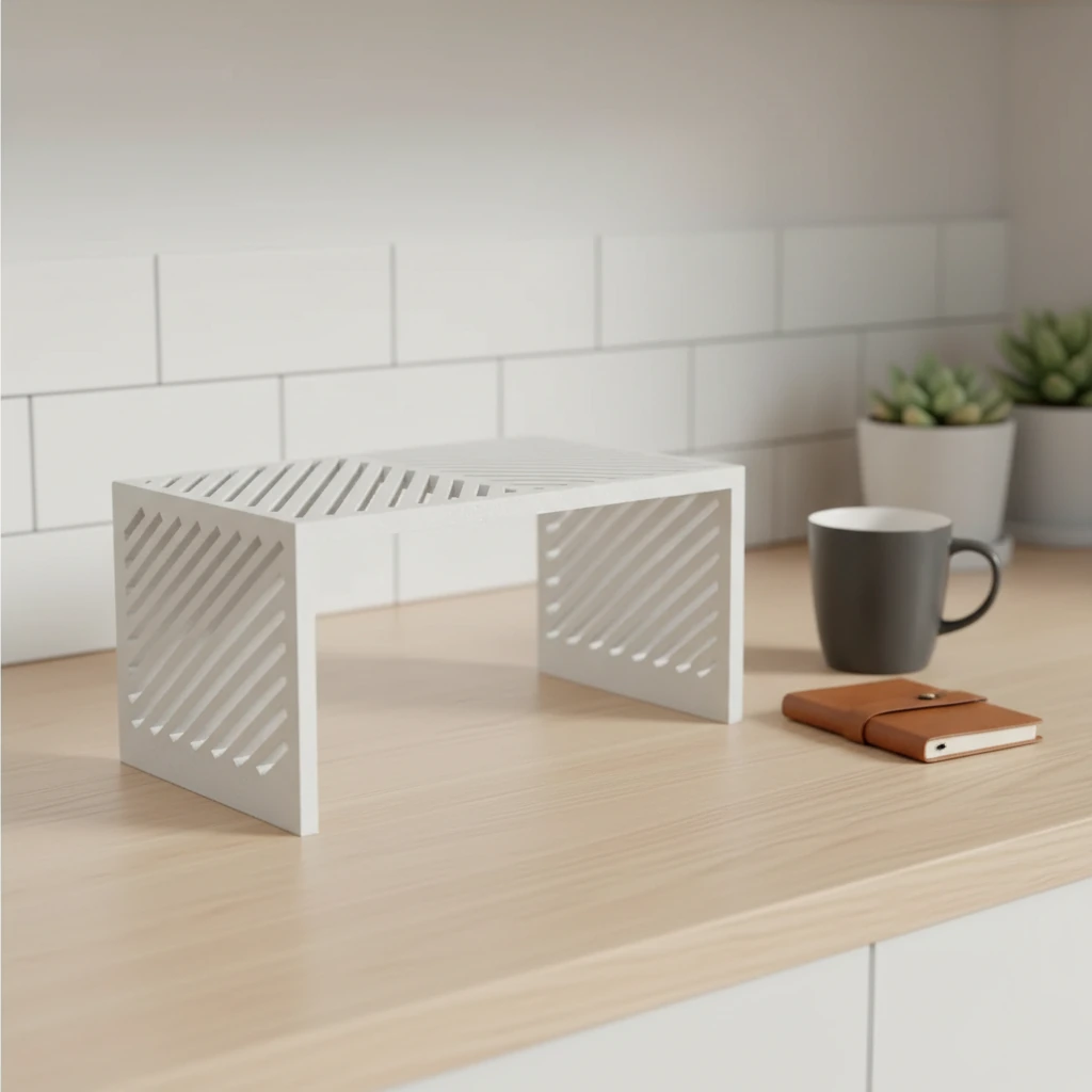 Mini Raft Suport Etajeră Organizator Multi-funcțional pentru Birou și Casă - culoare Alb, produs imprimat 3D Vibecraft