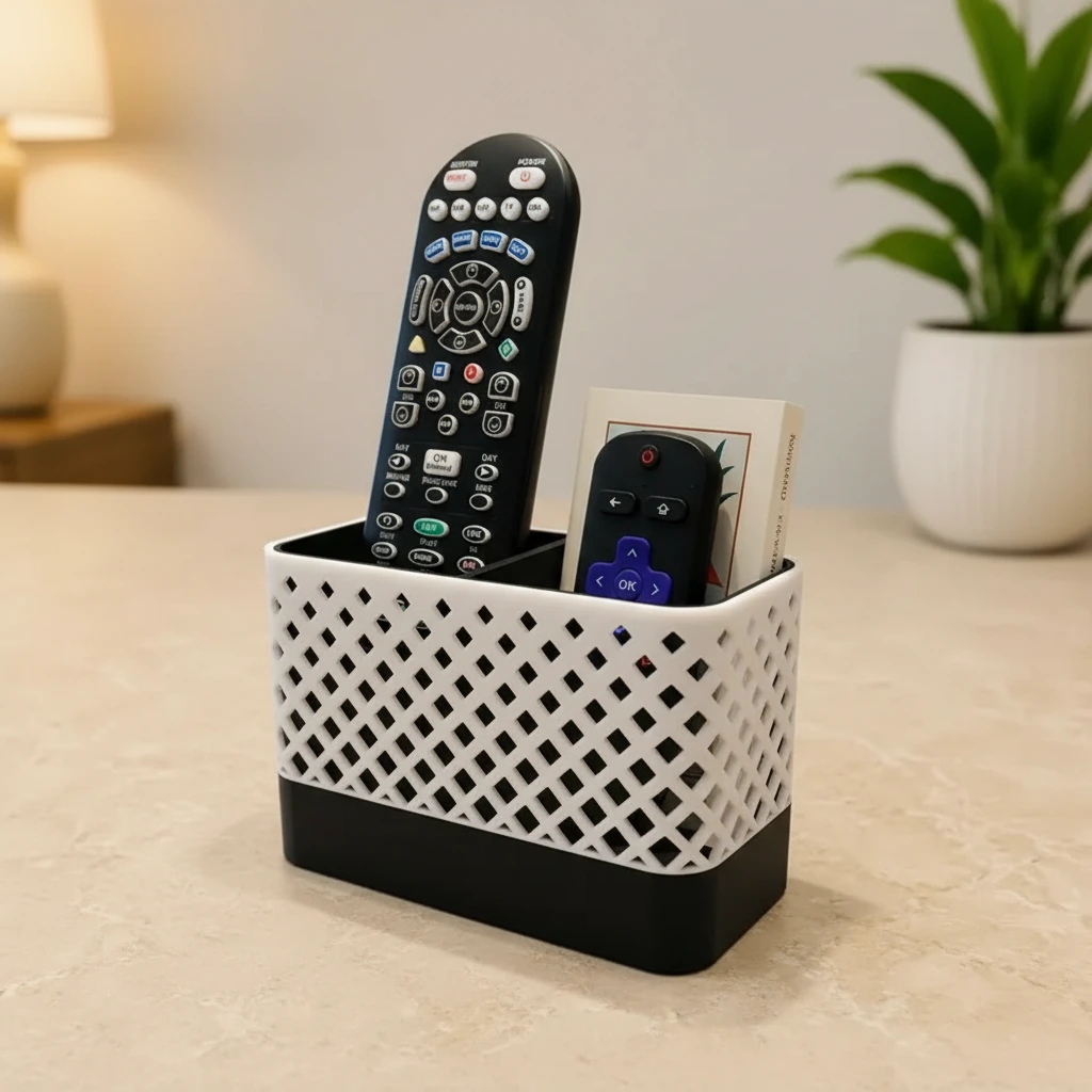 Organizator Suport Universal pentru Telecomenzi și Accesorii, Design Modern Imprimat 3D - culoare Alb, produs imprimat 3D Vibecraft