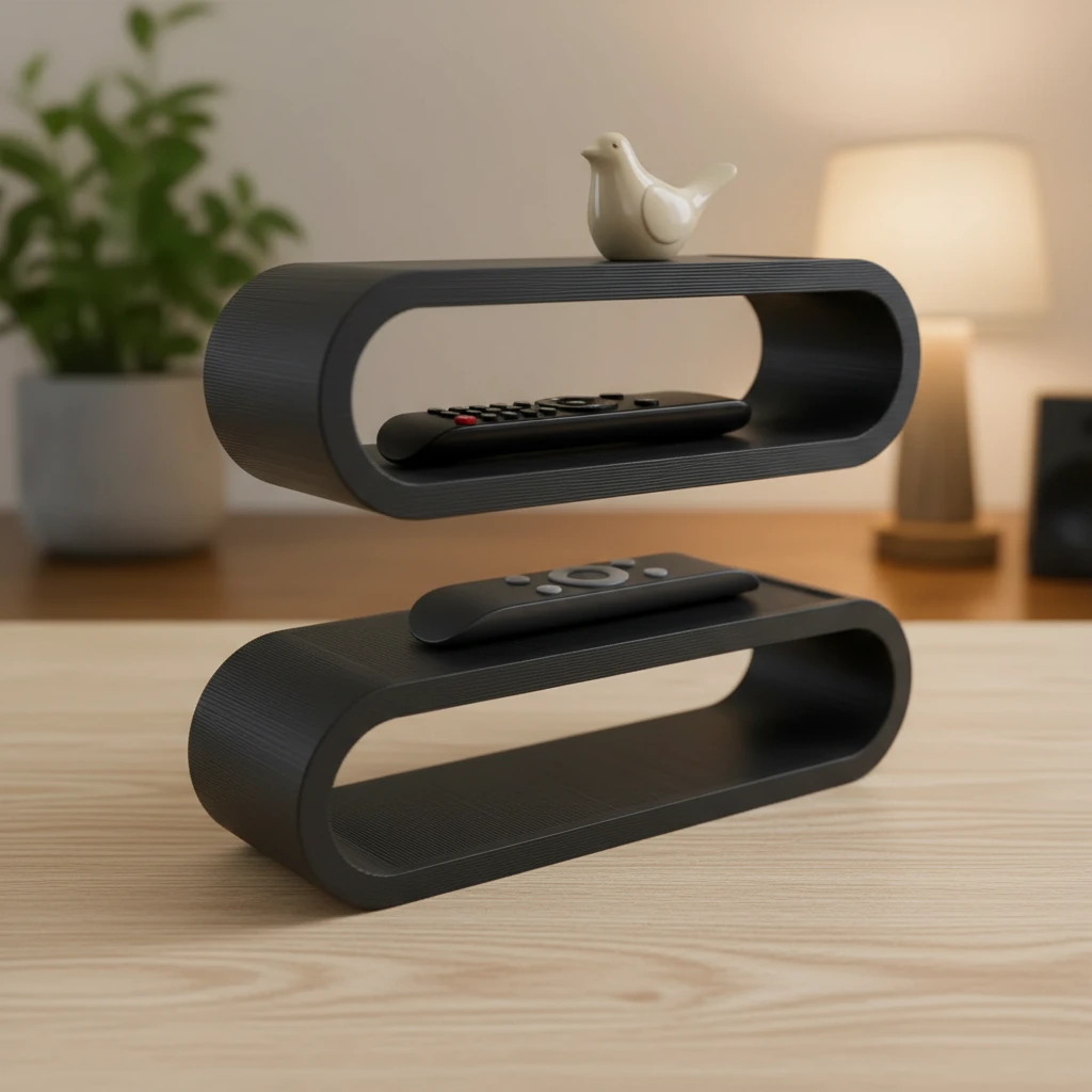 Organizator Telecomenzi Multi-Nivel Design Curat - culoare Negru, produs imprimat 3D Vibecraft