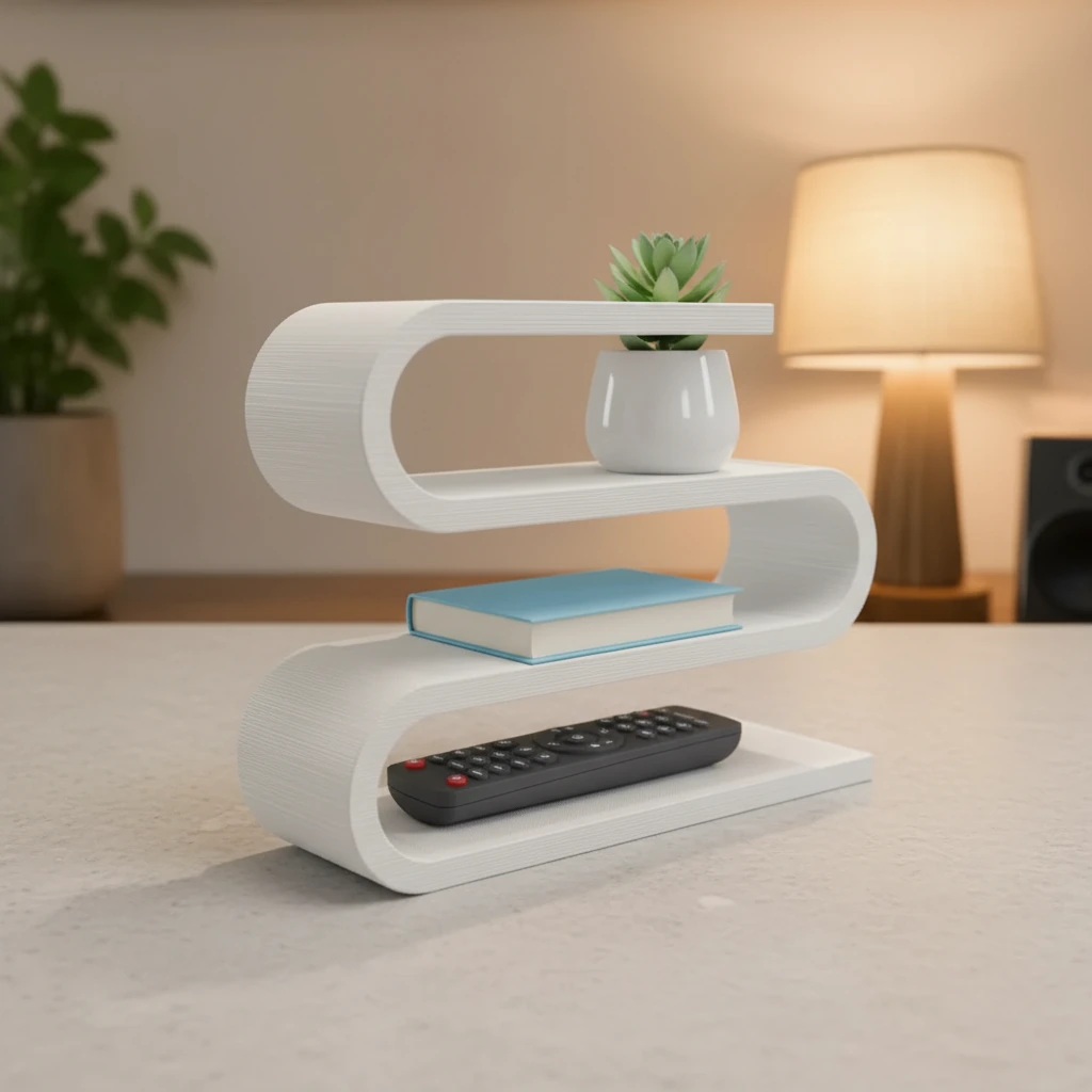 Organizator Telecomenzi Multi-Nivel Design Curat - culoare Alb, produs imprimat 3D Vibecraft
