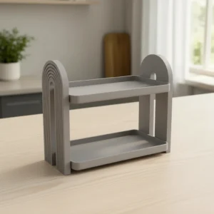Raft Etajeră Organizator Multi-Nivel Design Arcuit Modern pentru Birou și Decor - culoare Gri, imprimare 3D Vibecraft