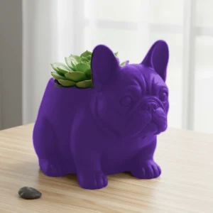 Mini ghiveci decorativ, suport plante formă Buldog francez, imprimat 3D - culoare Mov, imprimare 3D Vibecraft