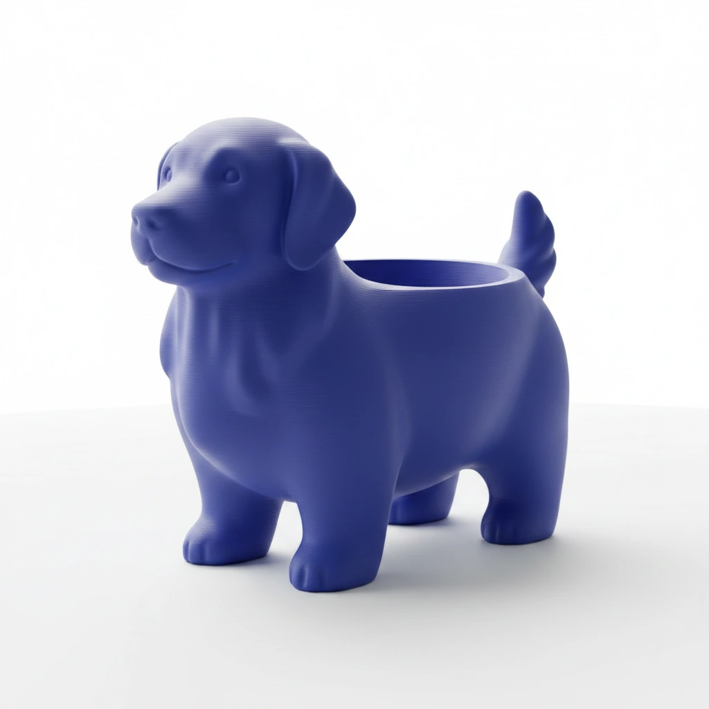 Ghiveci decorativ imprimat 3D, design canin, pentru amenajări exterioare și interioare ample - culoare Albastru, imprimare 3D Vibecraft