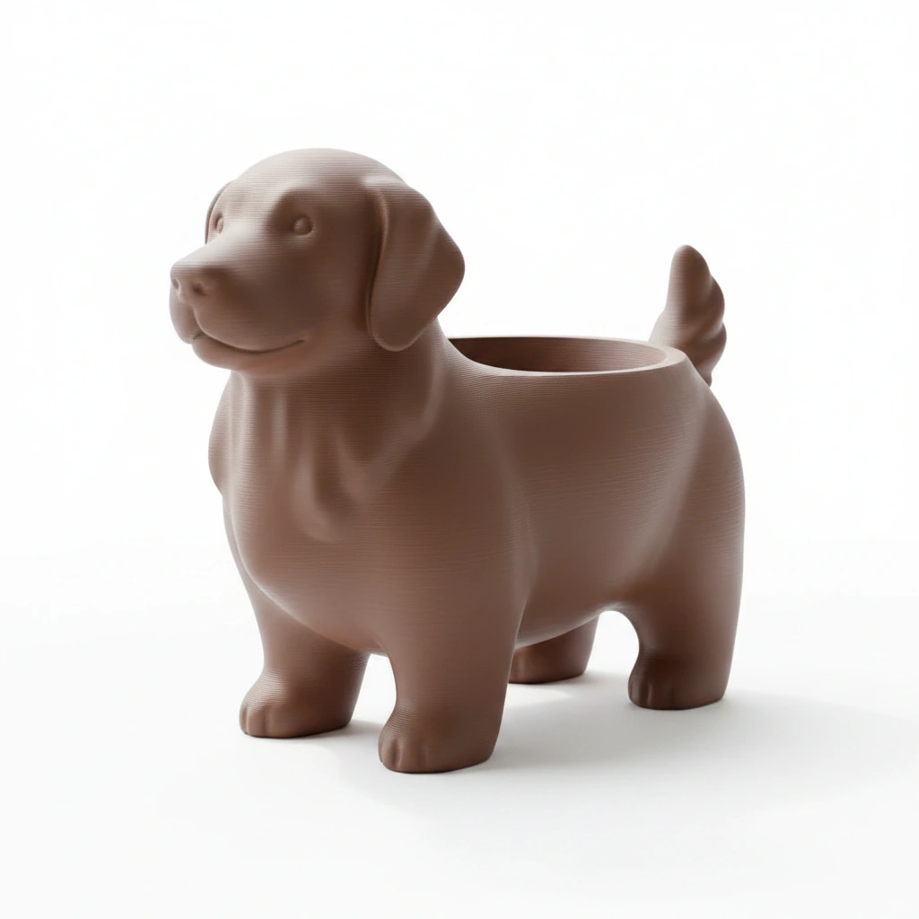 Ghiveci decorativ imprimat 3D, design canin, pentru amenajări exterioare și interioare ample - culoare Maro, imprimare 3D Vibecraft