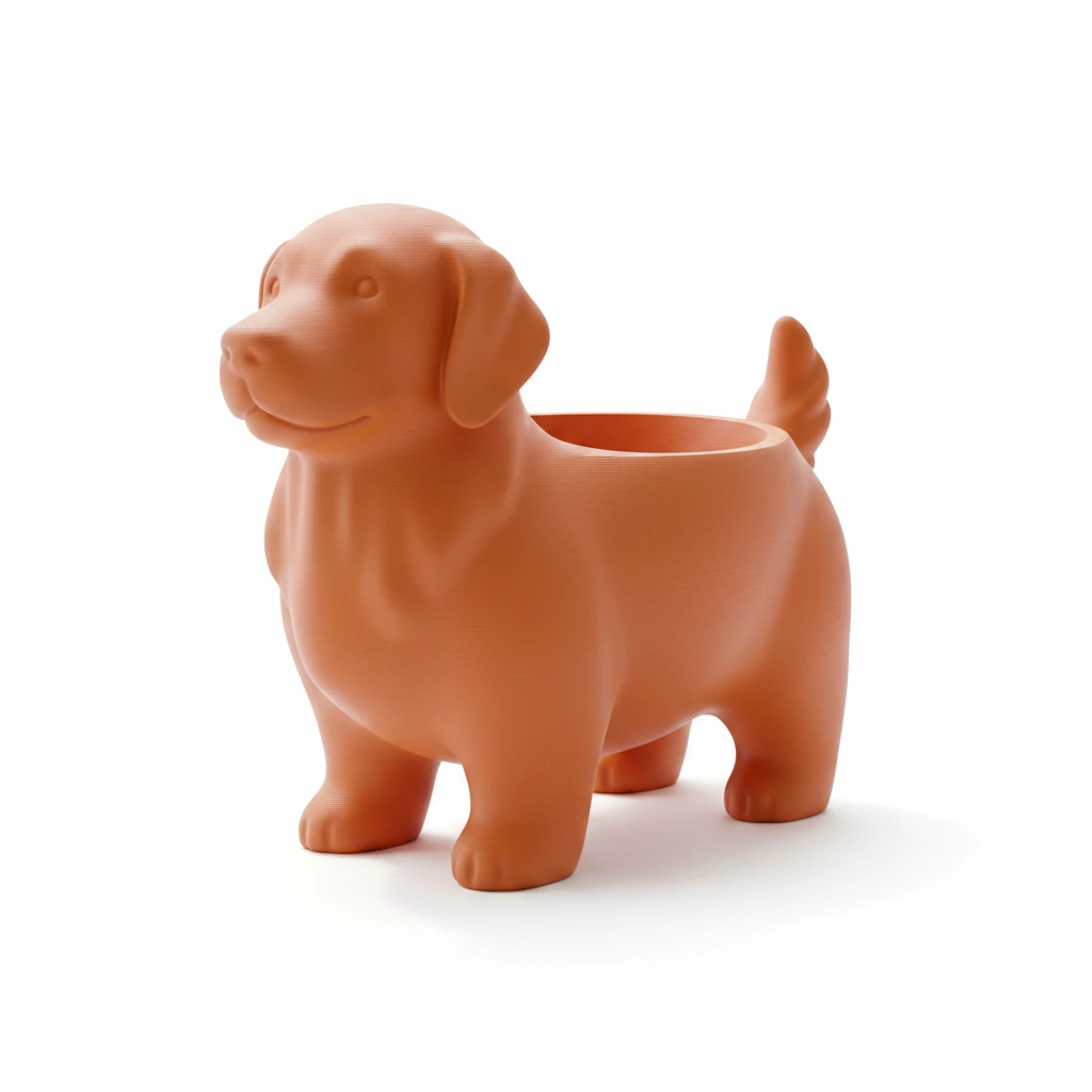 Ghiveci decorativ imprimat 3D, design canin, pentru amenajări exterioare și interioare ample - Orange compozit mat, imprimare 3D Vibecraft