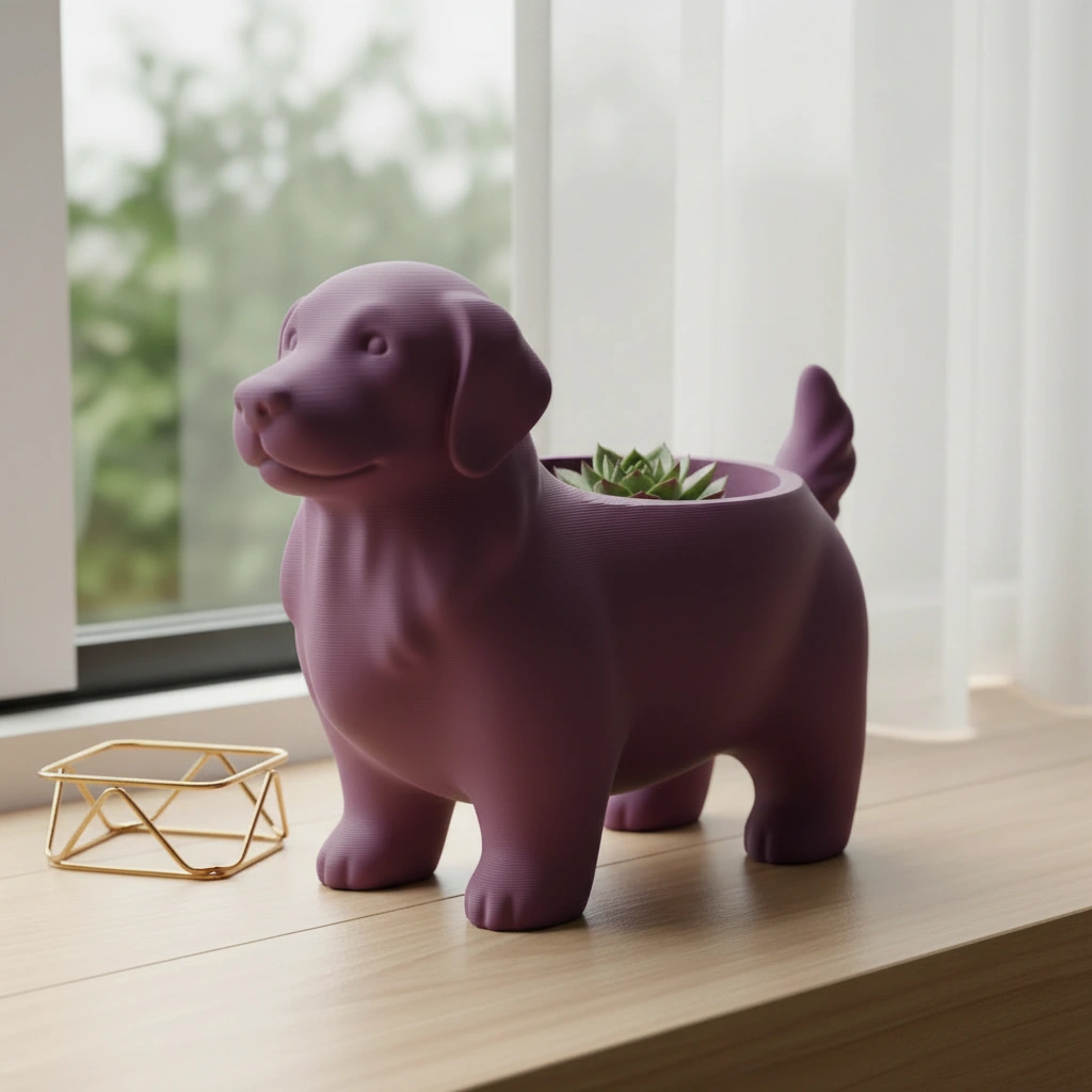 Ghiveci decorativ imprimat 3D, design canin, pentru amenajări exterioare și interioare ample - Purple red compozit mat, imprimare 3D Vibecraft