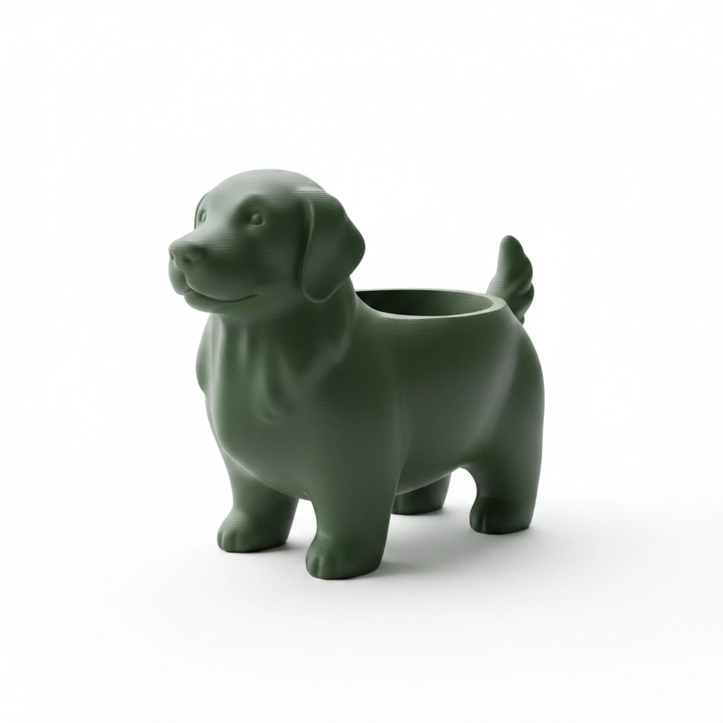 Ghiveci decorativ imprimat 3D, design canin, pentru amenajări exterioare și interioare ample - culoare Verde, imprimare 3D Vibecraft