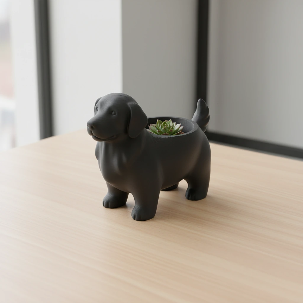 Ghiveci decorativ imprimat 3D, design canin, pentru amenajări exterioare și interioare ample - variante de culoare, produs imprimat 3D Vibecraft