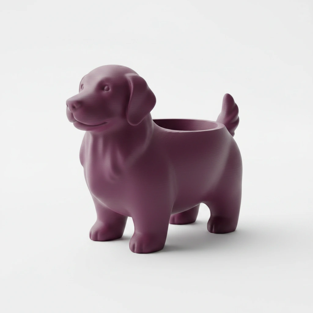 Ghiveci decorativ imprimat 3D, design canin, pentru amenajări exterioare și interioare ample - culoare Roșu, imprimare 3D Vibecraft