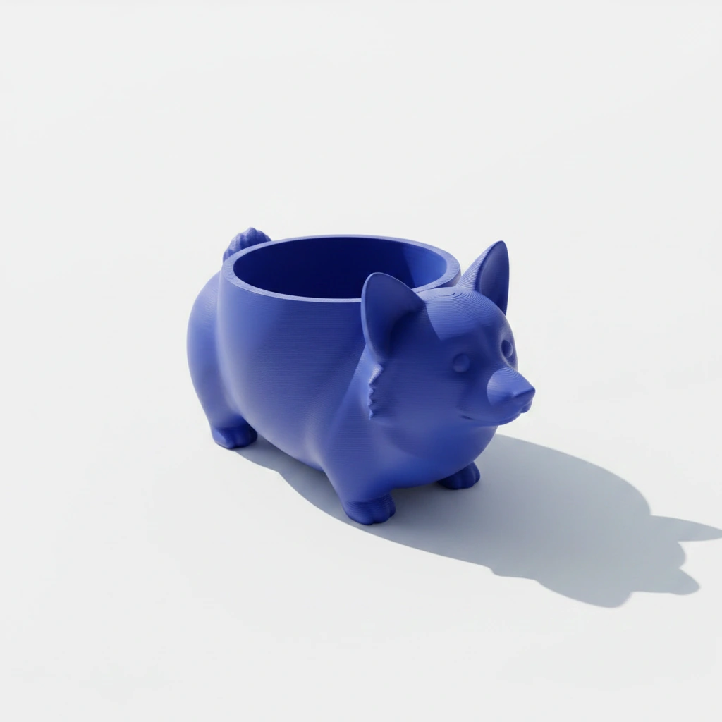 Mini Ghiveci Decorativ Imprimat 3D Model Corgi - culoare Albastru, imprimare 3D Vibecraft