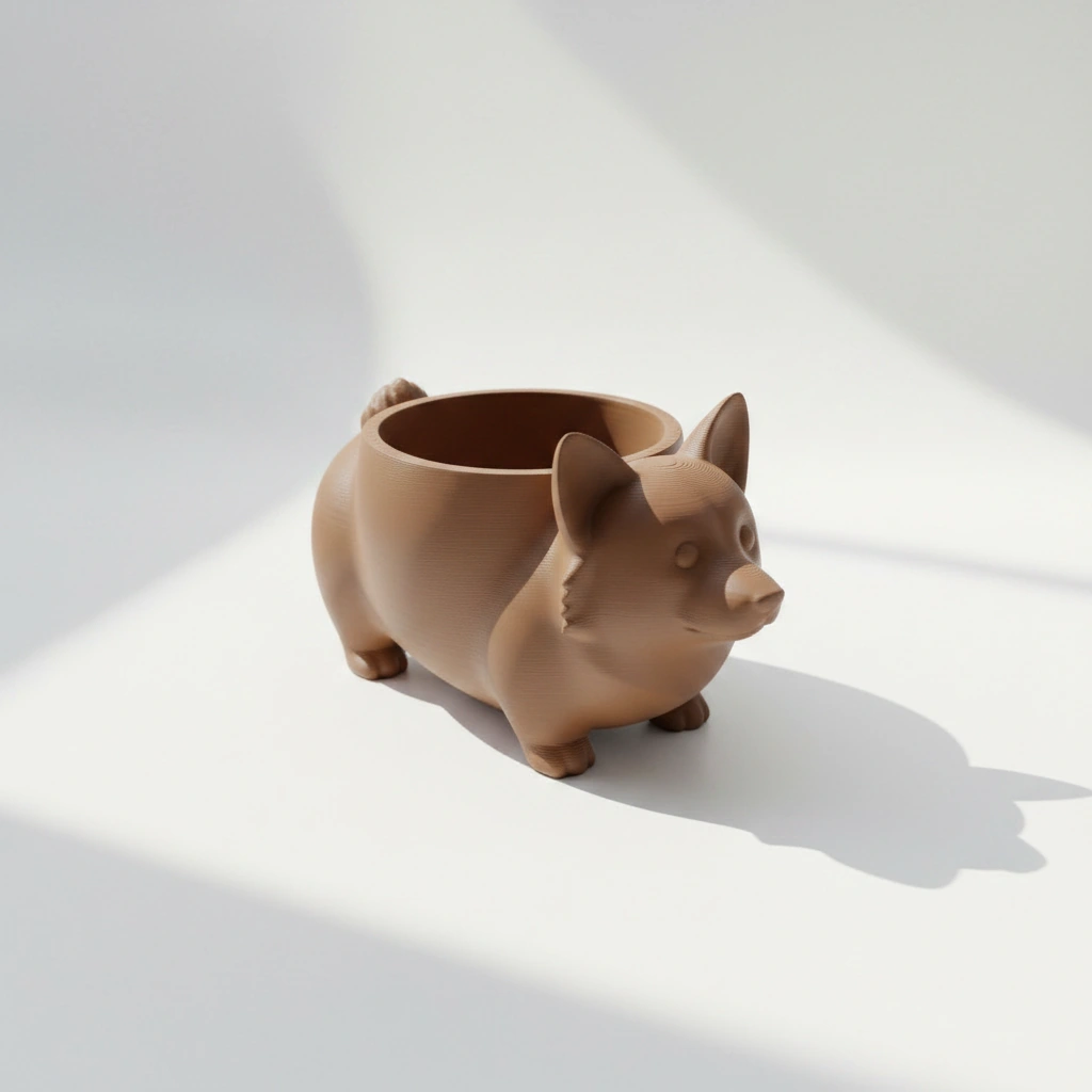 Mini Ghiveci Decorativ Imprimat 3D Model Corgi - culoare Maro, imprimare 3D Vibecraft