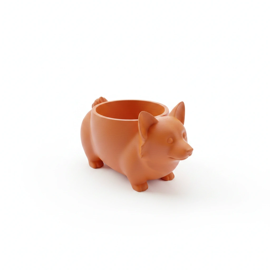 Mini Ghiveci Decorativ Imprimat 3D Model Corgi - culoare Portocaliu, imprimare 3D Vibecraft
