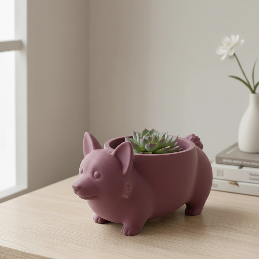 Mini Ghiveci Decorativ Imprimat 3D Model Corgi - culoare Roșu, imprimare 3D Vibecraft