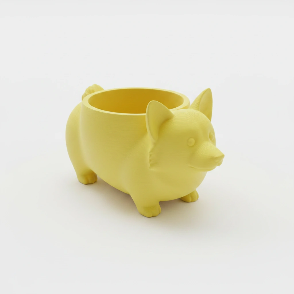 Mini Ghiveci Decorativ Imprimat 3D Model Corgi - culoare Galben, imprimare 3D Vibecraft