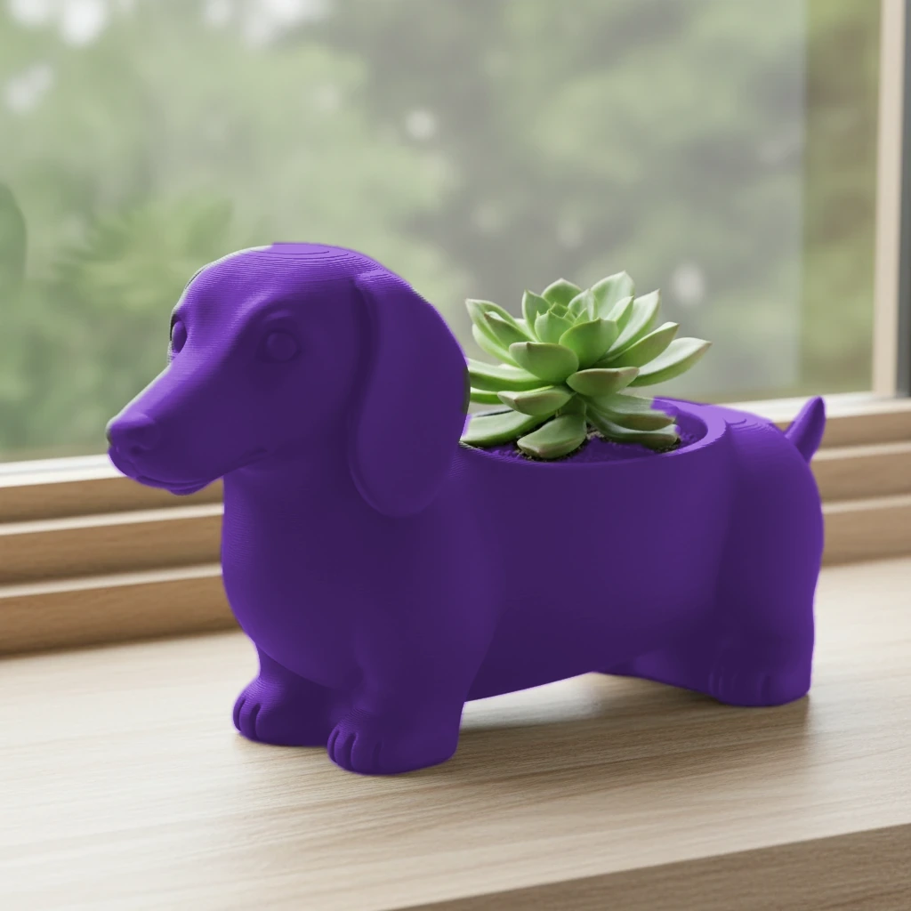 Ghiveci Decorativ Teckel pentru Suculente și Plante Mici, Imprimat 3D - culoare Mov, imprimare 3D Vibecraft