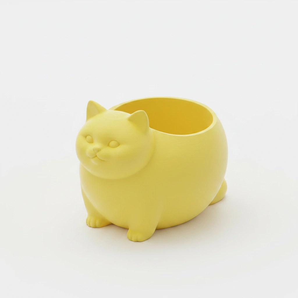 Mini Ghiveci Decorativ Animalut Imprimat 3D Pisica British Shorthair pentru Plante Mici - culoare Galben, imprimare 3D Vibecraft
