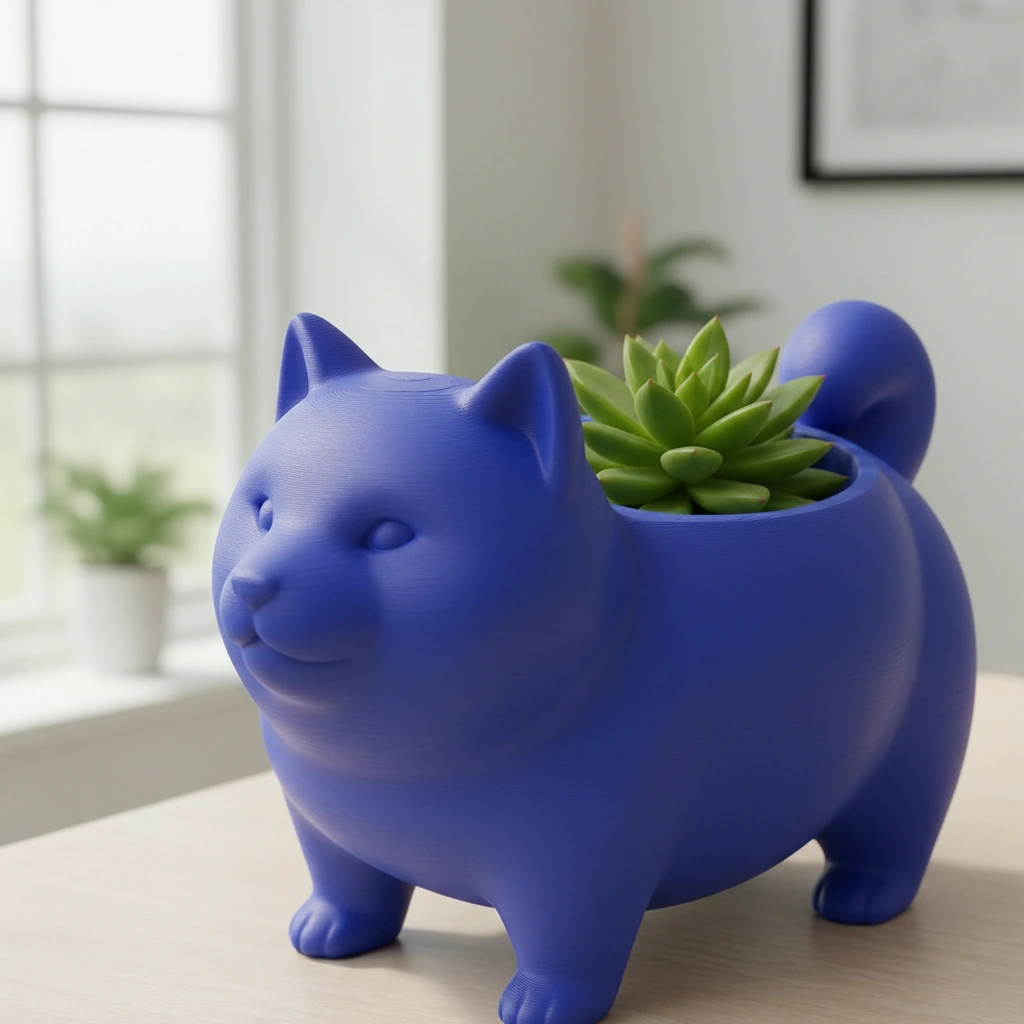 Mini Ghiveci Decorativ Suport Plante cu Design Shiba Inu - culoare Albastru, imprimare 3D Vibecraft