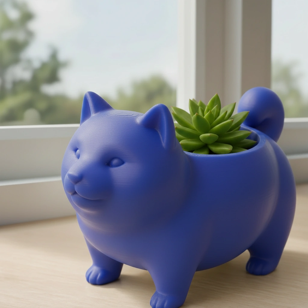 Mini Ghiveci Decorativ Suport Plante cu Design Shiba Inu - culoare Albastru, imprimare 3D Vibecraft