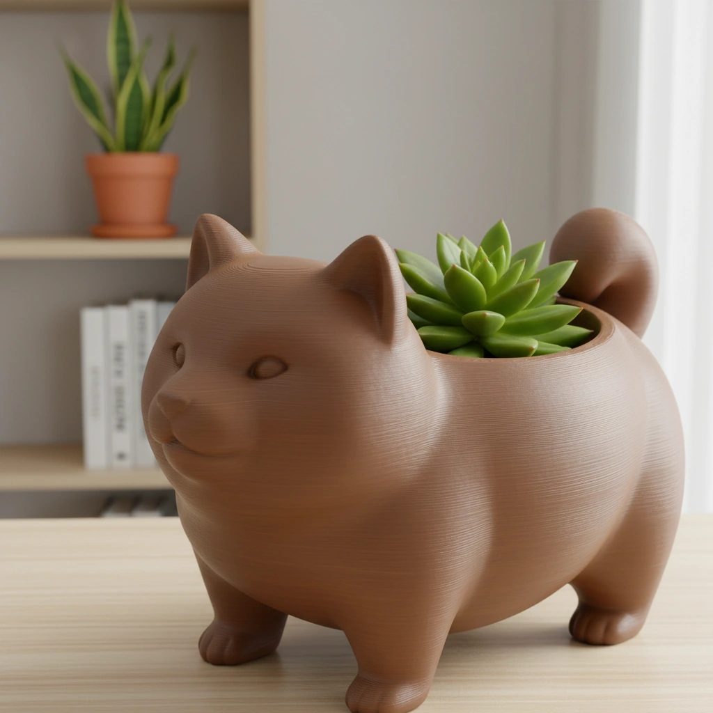 Mini Ghiveci Decorativ Suport Plante cu Design Shiba Inu - culoare Maro, imprimare 3D Vibecraft