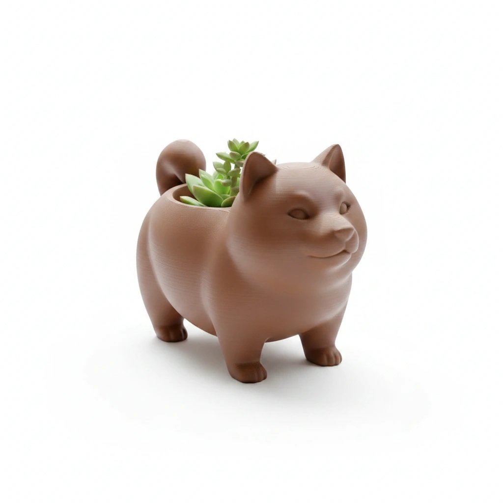 Mini Ghiveci Decorativ Suport Plante cu Design Shiba Inu - culoare Maro, imprimare 3D Vibecraft